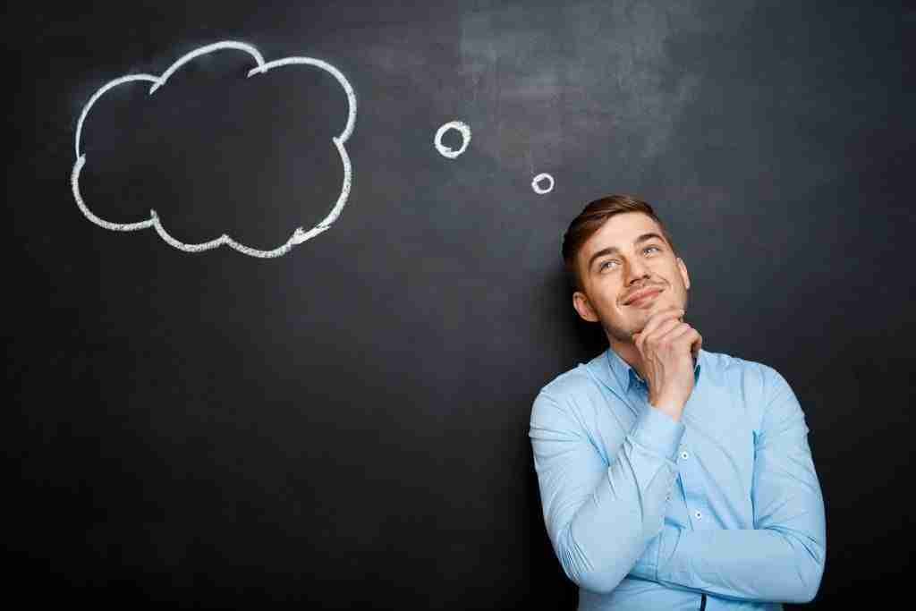 10 Signs You Will Succeed 2 smiling bearded man shouting standing blackboard backgr