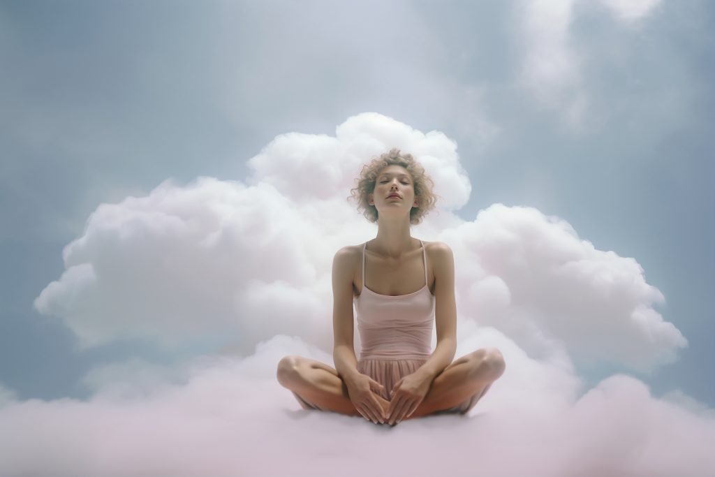 What Role Does Mindfulness Play In Personal Transformation 2 conceptual scene with people sky surrounded by clouds with dreamy feeling 1