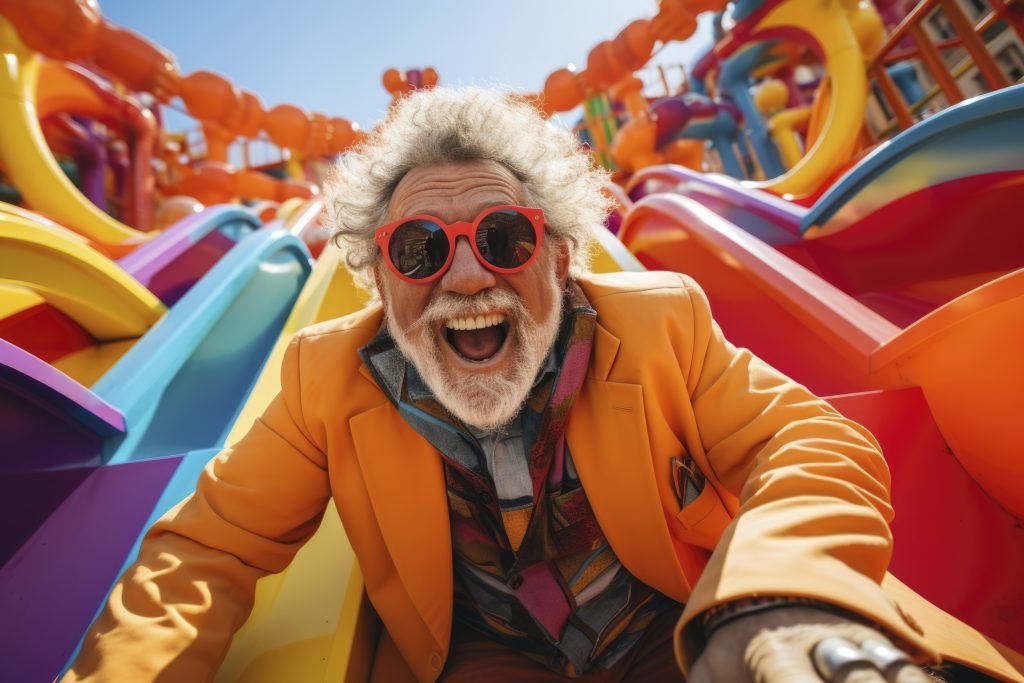 joyful old man having fun