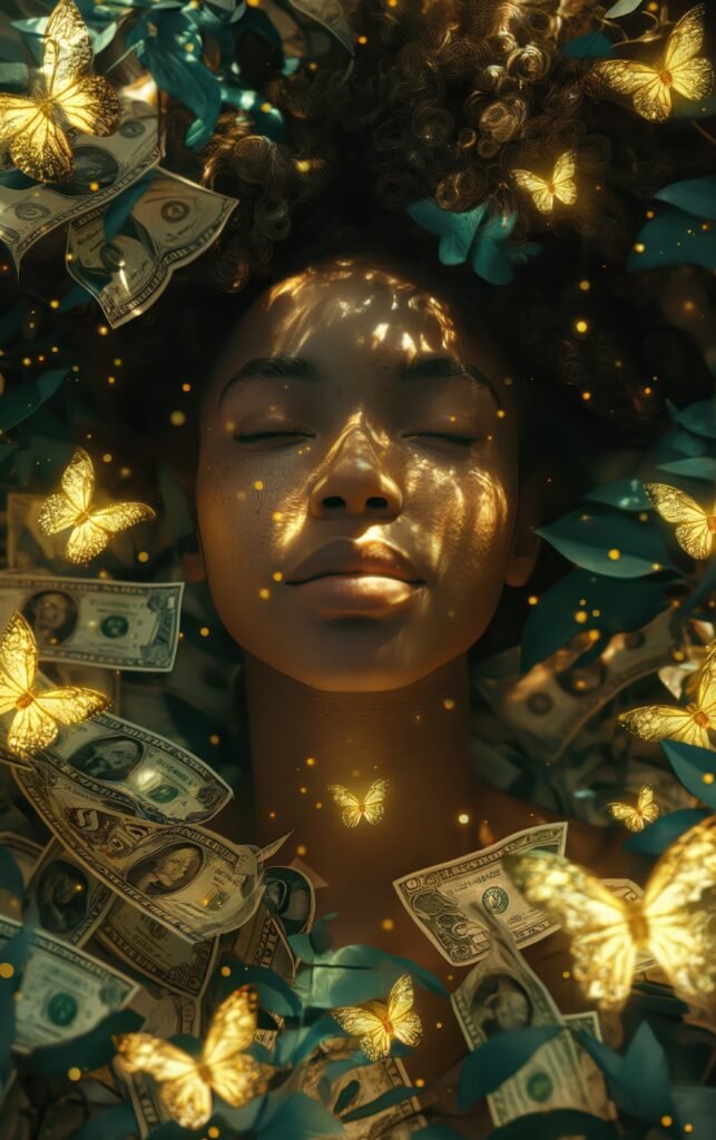 Self-Love and Financial Empowerment - Valuing Yourself in All Areas 3 A woman embracing financial abundance and transformation through self-worth