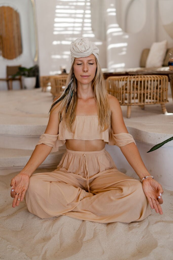 A woman meditating