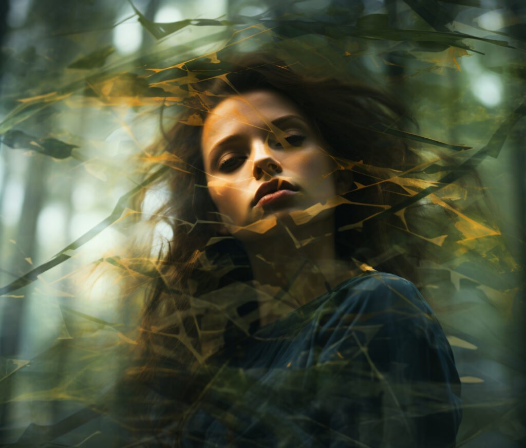 A woman with a clouded mind because of doubt and fear