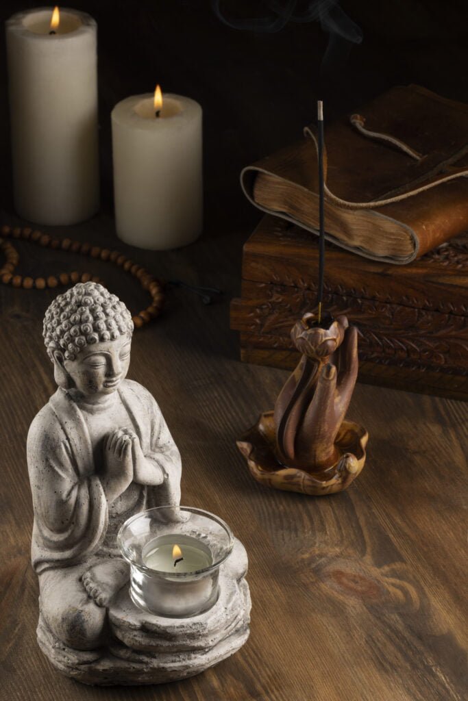 The Law of Attraction in Different Spiritual Traditions - A Comparative Study 2 Praying Buddha candle holder