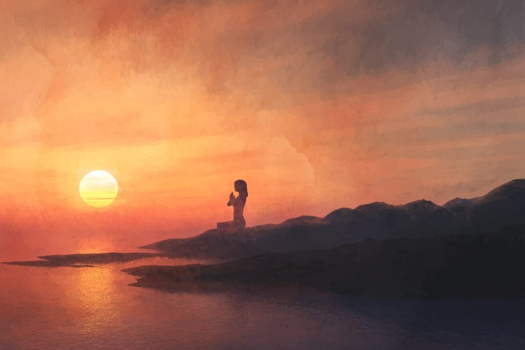 The Dark Side of the Law of Attraction - Addressing Criticisms and Ethical Concerns 5 A female in yoga position against sunset ocean