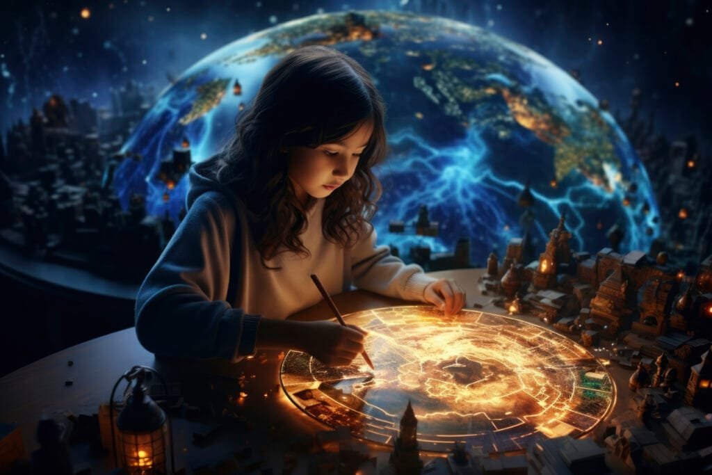 The Connection Between the Law of Attraction and the Akashic Records - A Guide to Conscious Creation 3 A girl changing the Akashic Records to create a new reality