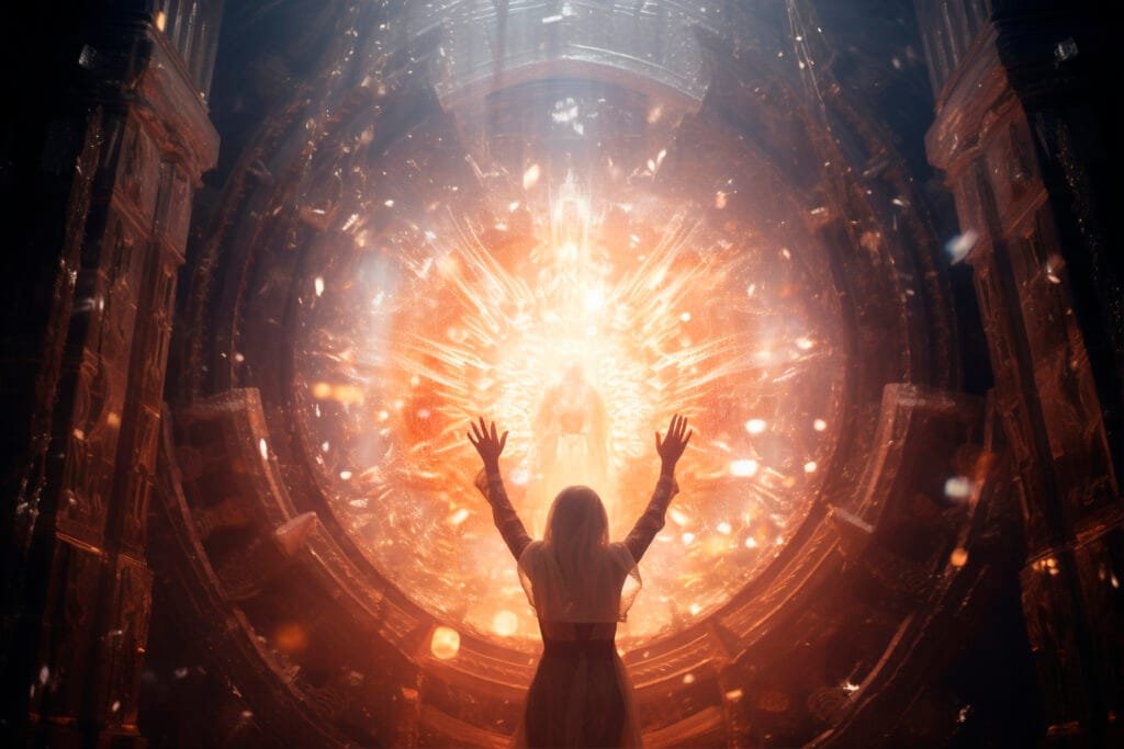 The Connection Between the Law of Attraction and the Akashic Records - A Guide to Conscious Creation 1 A woman reading the Akashic Records