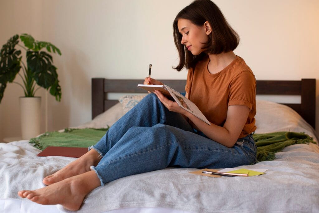 A woman journaling