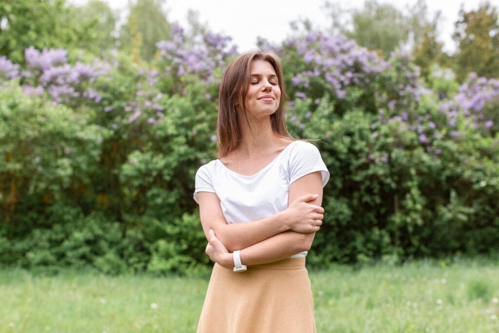 Mindful Self-Compassion for Imperfect Parents 3 A woman giving herself compassion